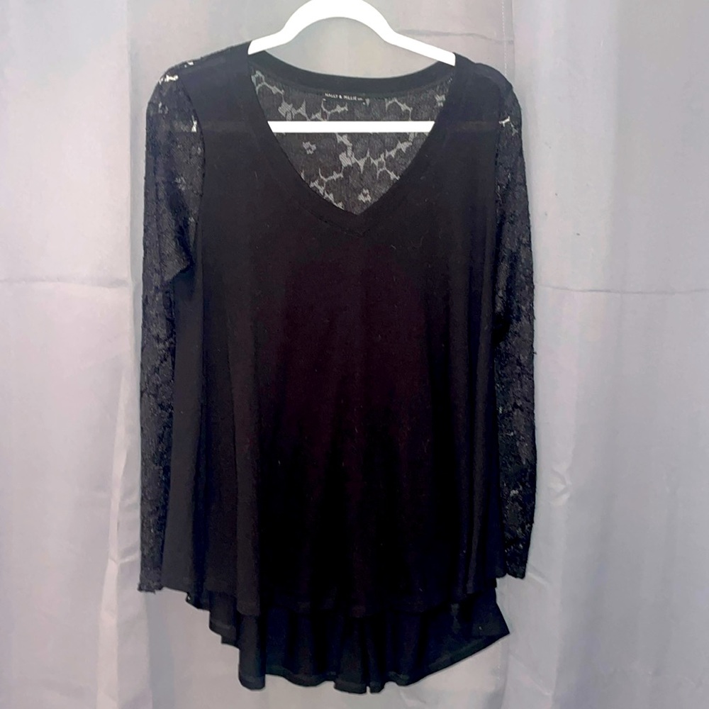 Nally & Millie Stylish long sleeve shirt tunic jersey and lace!!!